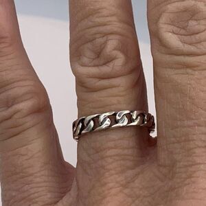 New chain ring in sterling silver, sz 7, cuban chain design, stackable, 925 SS
